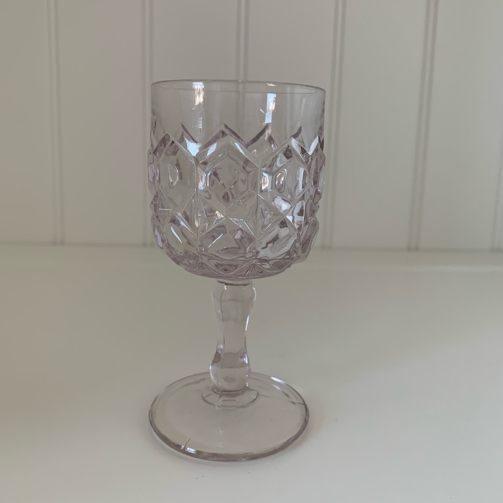 GLASSES Set of 3 Pastel Pink Cut Glass Cruise Souvenir Glass and Clear Glass EUC - Picture 6 of 10